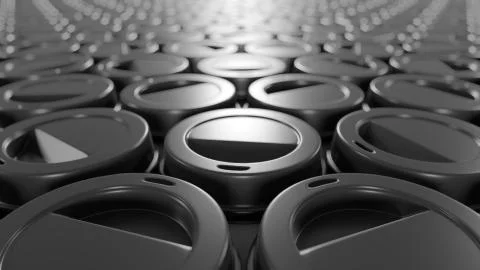 Array of Black Topped Coffee Cups Stock Illustration