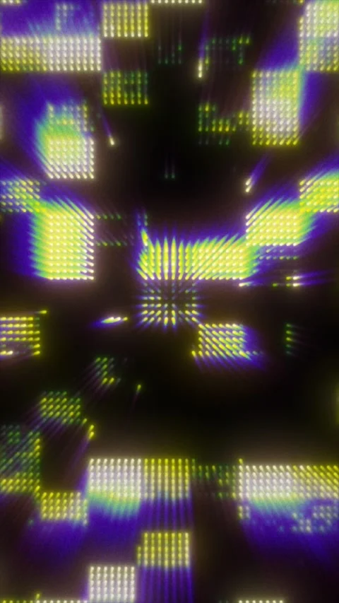 An array of bright LED panels and lights dynamically shift and form glowing Stock Footage 321496078