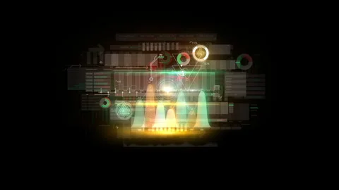 An array of business infographics in the virtual panel. Stock Footage 249822076