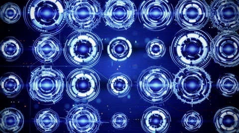 Array of circular spectrum analyzers loop animation 4k (4096x2304) Stock Footage 52088106