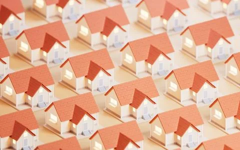 The array of classic house, 3d rendering. Stock Illustration