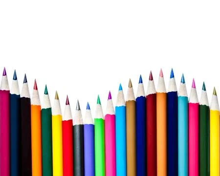 Array of Color Pencils Isolated on White Background Stock Photos
