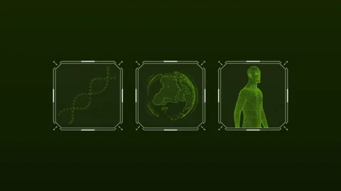 An array of colorful geometric shapes displayed against a green background Stock Footage 267318240