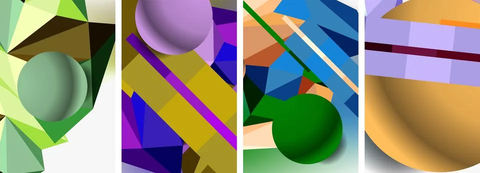 An array of colorful objects sits in a linear arrangement Illustrazione stock