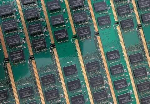 Array of Computer RAM Memory Modules Close-up Stock Photos