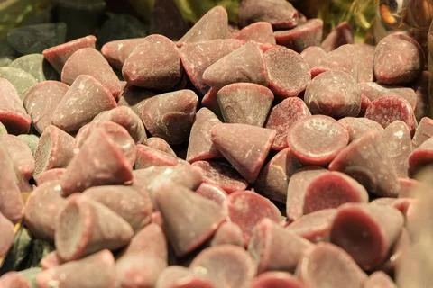 Array of cuberdons, traditional Belgian candies Foto stock