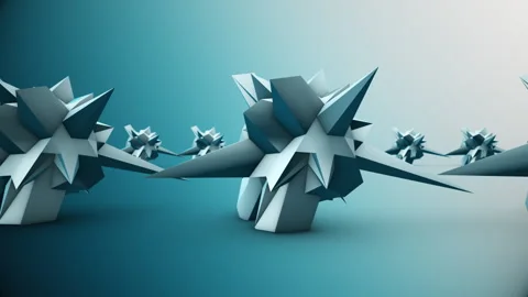 Array of Dancing Blue Polygons Abstract Background Animation Stock Footage 300145197