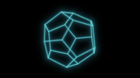 Array Dodeca Wireframe Rotating on Dark Video Background Stock Footage 337524722