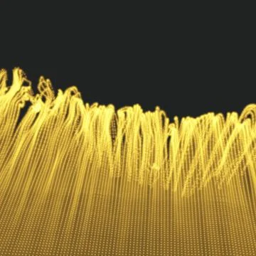 Array with Dynamic Emitted Particles. 3D Technology Style. A Glowing Grid. Ilustración de archivo