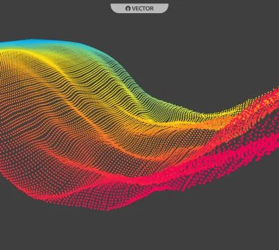 Array with Dynamic Emitted Particles. Flowing Particle Waves. Stock Illustration