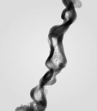 Array with Dynamic Emitted Particles. Flowing Particle Waves. Stock Illustration