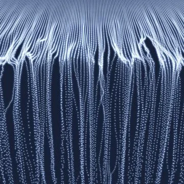 Array with Dynamic Emitted Particles. A Glowing Grid. Abstract Background. Stock Illustration