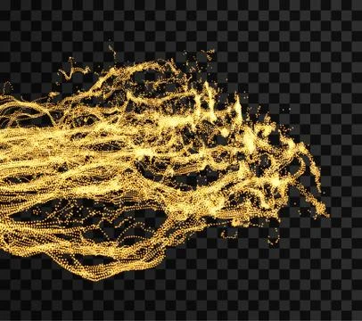 Array with dynamic emitted particles. Water splash imitation. Stock Illustration