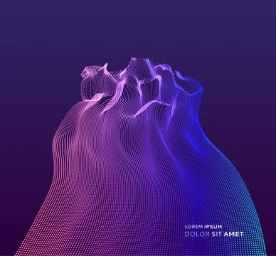 Array with dynamic emitted particles. Water splash imitation. Stock Illustration