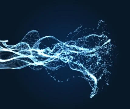 Array with Dynamic Emitted Particles. Water Splash Imitation. 库存插图