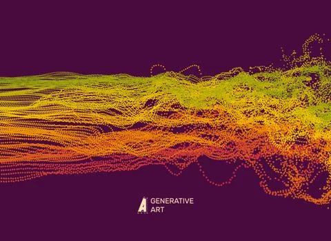 Array with dynamic emitted particles. Water splash imitation. Stock Illustration