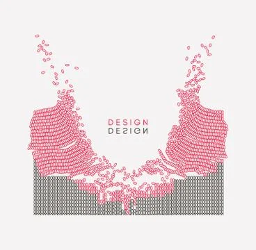 Array with dynamic emitted particles. Water splash imitation. Modern science  Stock Illustration