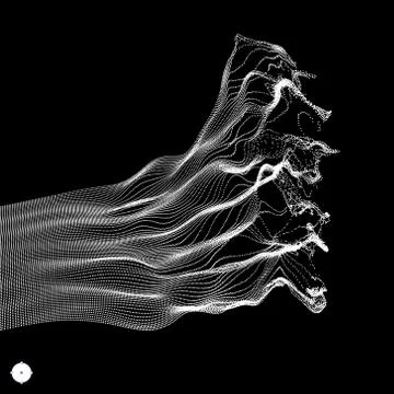 Array with Dynamic Emitted Particles. Water Splash Imitation. Stock Illustration