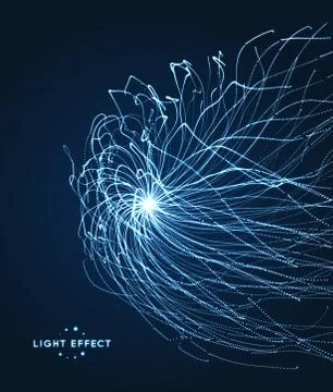 Array with dynamic particles. 3d futuristic technology style. Stock Illustration