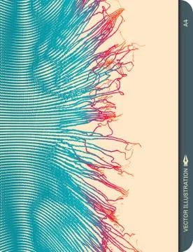 Array with dynamic particles. 3d futuristic technology style. Stock Illustration