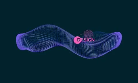 Array with dynamic particles. 3D molecular object for science. Stock Illustration