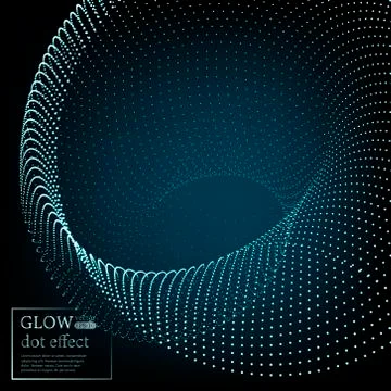 Array with Dynamic Particles. 3D Technology Style. Abstract Background. Stock Illustration