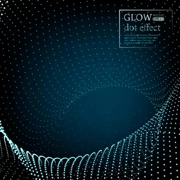 Array with Dynamic Particles. 3D Technology Style. Abstract Background. Stock Illustration