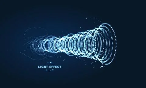 Array with dynamic particles. 3d technology style. Abstract background. Illustrazione stock