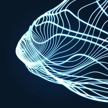 Array with Dynamic Particles. 3D Technology Style. Abstract Background. Stock Illustration