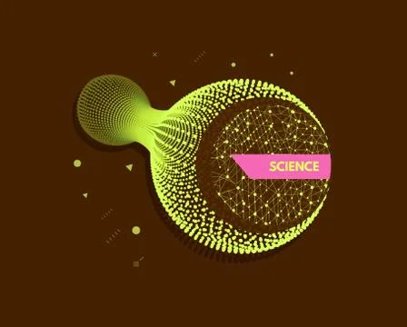 Array with dynamic particles. 3d technology style. Abstract background. Illustrazione stock