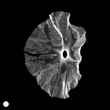 Array with Dynamic Particles. 3D Technology Style. Abstract Background. Stock Illustration