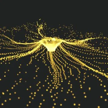 Array with Dynamic Particles. 3D Technology Style. Abstract Background. Stock Illustration