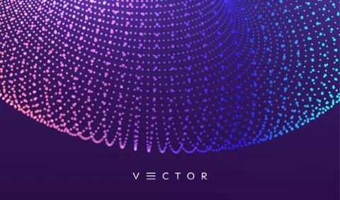 Array with dynamic particles. 3d technology style. Abstract background. Vecto Stock Illustration