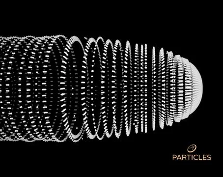 Array with dynamic particles. 3d technology style. Abstract background. Vecto Stock Illustration