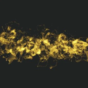 Array with Dynamic Particles. Composition with Motion Effect. Ilustración de archivo