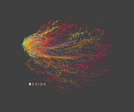 Array with dynamic particles. Vector sound wave. 3d technology style. Illustrazione stock