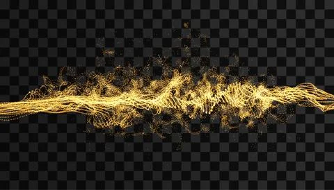 Array with dynamic particles. Wavy background. Composition with motion effect Stock Illustration