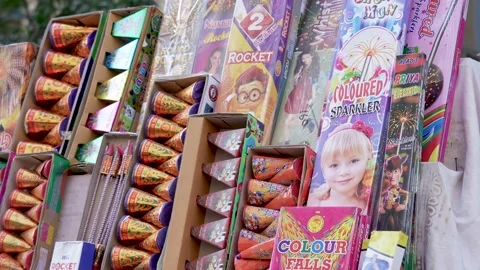 Array of Firecrackers Stock Footage 220073585