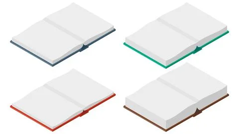 An array of four vibrant, open books is ideal for symbolizing themes related  Stock Illustration