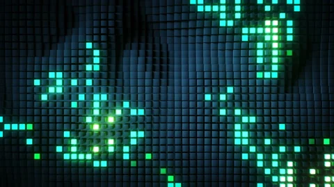 Array of glowing cubes seamless loop 3D render animation Stock Footage 154296640