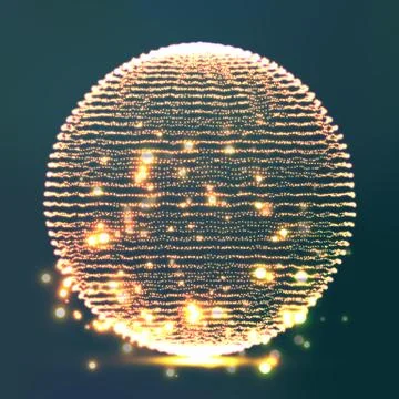 Array Of Glowing Points In Form Of Distorted Surface. Abstract Colorful Cyber イラスト素材