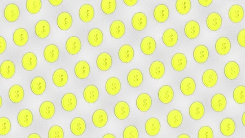 Array Golden Dollars Coins Animation, on Alpha Channel, Loop Stock Footage 267309933