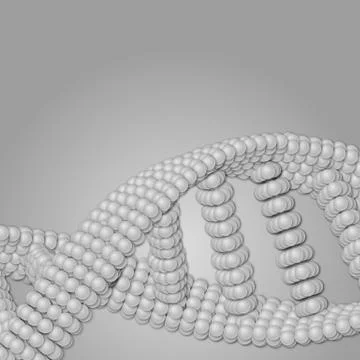 Array of grayscale spheres in form of DNA strand piece. Futuristic medicine s Stock Illustration