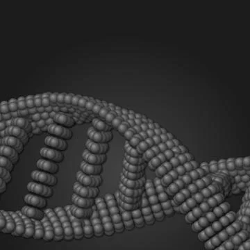 Array of grayscale spheres in form of DNA strand piece. Futuristic medicine s Stock Illustration