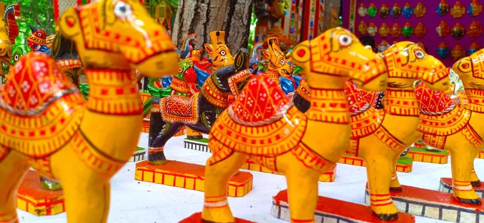 Array Of Indian Style Camel Toy Stock Photos