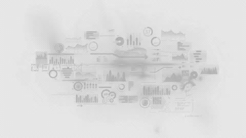 An array of infographic data in virtual space, animation with alpha channel. Stock Footage 149727093