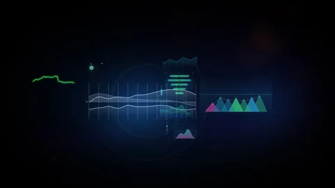 An array of infographics in augmented reality. Stock Footage 252950188