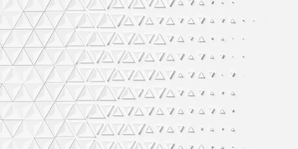 Array of inset white triangular pyramids fading out background wallpaper bann Stock Illustration