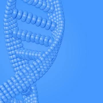 Array of light blue spheres in form of DNA strand piece. Futuristic medicine  Stock Illustration