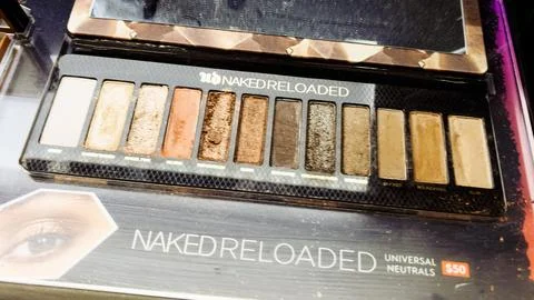 Array of Luxury Cosmetics Elegantly Displayed in a High-End Store Stock Photos